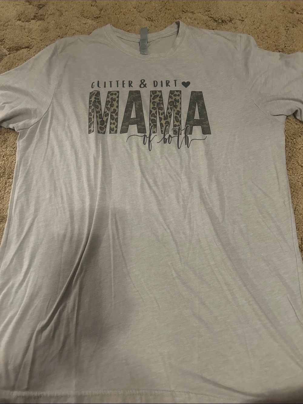 Next Level Apparel Light Gray "MAMA" Leopard Graphic Tee